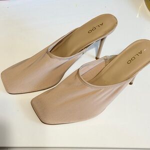 ALDO Women's Nude Mesh Heels Mules 10